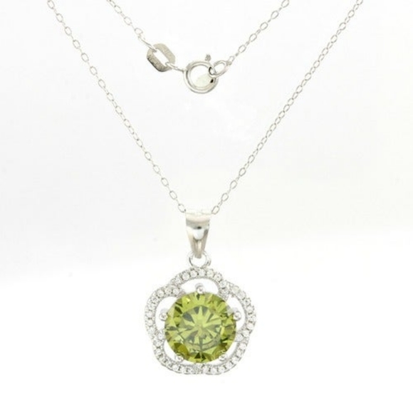 .925 SS 3.20 ctw Peridot & AAA Grade CZ Necklace